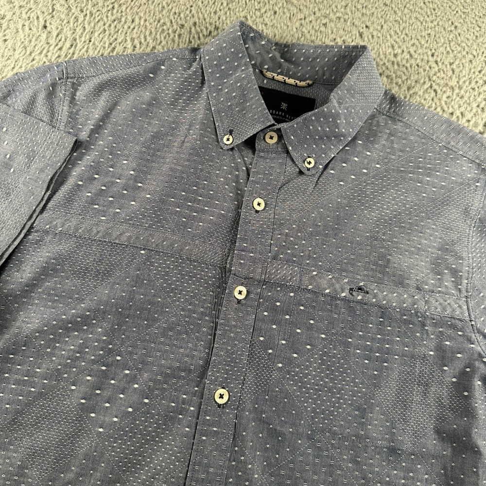 The Roark Revival Shirt Mens M Short Sleeve Button‎ Down Pocket Blue Dot Cotton